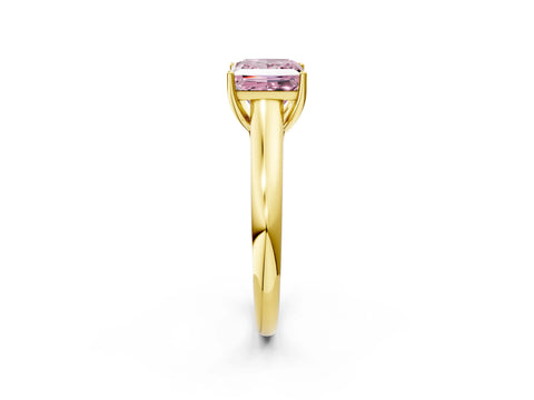 Yellow gold Fancy Pink Princess Cut Cut Diamond Solitaire Engagement Ring with Tapered Plain Band and Four-Prong Setting_2