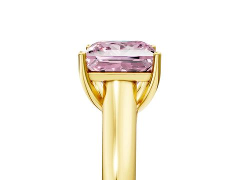 Yellow gold Fancy Pink Princess Cut Cut Diamond Solitaire Engagement Ring with Tapered Plain Band and Four-Prong Setting_5