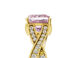Yellow gold Fancy Pink Princess Cut Cut Diamond Twisted Band with Milgrain Pave Setting and Four-Prong Setting_5