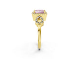 Yellow gold Fancy Pink Princess Cut Cut Halo Diamond Infinity Band with Four-Prong Setting_2