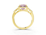 Yellow gold Fancy Pink Princess Cut Cut Halo Diamond Infinity Band with Four-Prong Setting_3