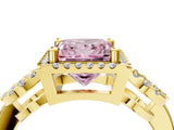 Yellow gold Fancy Pink Princess Cut Cut Halo Diamond Infinity Band with Four-Prong Setting_4