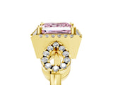 Yellow gold Fancy Pink Princess Cut Cut Halo Diamond Infinity Band with Four-Prong Setting_5