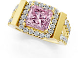 Yellow gold Fancy Pink Princess Cut Cut Halo Split Shank Prong Set Ring_1