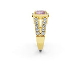 Yellow gold Fancy Pink Princess Cut Cut Halo Split Shank Prong Set Ring_2