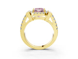Yellow gold Fancy Pink Princess Cut Cut Halo Split Shank Prong Set Ring_3