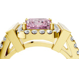 Yellow gold Fancy Pink Princess Cut Cut Halo Split Shank Prong Set Ring_4