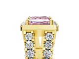 Yellow gold Fancy Pink Princess Cut Cut Halo Split Shank Prong Set Ring_5
