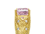 Yellow gold Fancy Pink Princess Cut Cut Milgrain Pave Diamond Engagement Ring with Four-Prong Setting_20