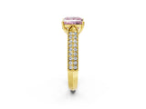 Yellow gold Fancy Pink Princess Cut Cut Pave Split Shank Engagement Ring with Four-Prong Setting_2