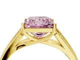 Yellow gold Fancy Pink Princess Cut Cut Pave Split Shank Engagement Ring with Four-Prong Setting_4