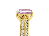 Yellow gold Fancy Pink Princess Cut Cut Pave Split Shank Engagement Ring with Four-Prong Setting_5