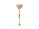 Yellow gold Fancy Pink Princess Cut Diamond Brilliant Solitaire Ring with Pavé Band and Four-Prong Setting_26
