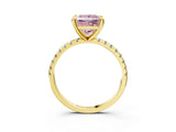 Yellow gold Fancy Pink Princess Cut Diamond Brilliant Solitaire Ring with Pavé Band and Four-Prong Setting_27