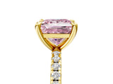 Yellow gold Fancy Pink Princess Cut Diamond Brilliant Solitaire Ring with Pavé Band and Four-Prong Setting_29