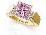 Yellow gold Fancy Pink Princess Cut Diamond Channel Set Solitaire Ring with Four-Prong Setting_13