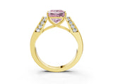 Yellow gold Fancy Pink Princess Cut Diamond Channel Set Solitaire Ring with Four-Prong Setting_15