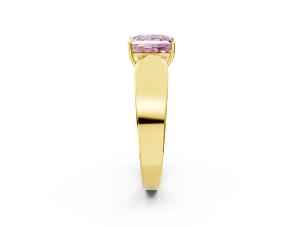 Yellow Gold Princess Cut Channel Set Engagement Ring Setting for Fancy Pink Center with Wide Band