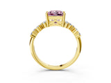 Yellow gold Fancy Pink Princess Cut Diamond Cluster Pavé Band with Four-Prong Setting_15