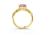 Yellow gold Fancy Pink Princess Cut Diamond Cluster Pavé Band with Four-Prong Setting_6