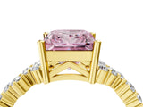 Yellow gold Fancy Pink Princess Cut Diamond Cluster Pavé Band with Four-Prong Setting_7