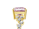 Yellow gold Fancy Pink Princess Cut Diamond Cluster Pavé Band with Four-Prong Setting_8