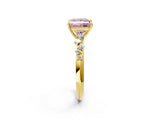 Yellow gold Fancy Pink Princess Cut Diamond Cluster Side Stone Solitaire Ring with Prong Setting_31