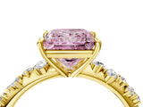 Yellow gold Fancy Pink Princess Cut Diamond Cluster Side Stone Solitaire Ring with Prong Setting_33