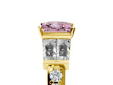 Yellow gold Fancy Pink Princess Cut Diamond Engagement Ring with Baguette Side Stones and Channel Set Band_22