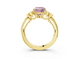 Yellow gold Fancy Pink Princess  Cut Diamond Engagement Ring with Bezel Set Round Side Stones and Prong Setting_51