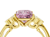 Yellow gold Fancy Pink Princess  Cut Diamond Engagement Ring with Bezel Set Round Side Stones and Prong Setting_52