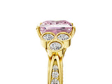 Yellow gold Fancy Pink Princess  Cut Diamond Engagement Ring with Bezel Set Round Side Stones and Prong Setting_53