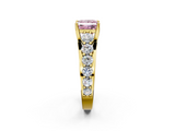 Yellow gold Fancy Pink Princess  Cut Diamond Engagement Ring with Pavé Band and Four-Prong Setting_5