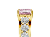 Yellow gold Fancy Pink Princess  Cut Diamond Engagement Ring with Pavé Band and Four-Prong Setting_8