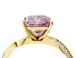 Yellow gold Fancy Pink Princess Cut Diamond Engagement Ring with Side Stone Accents and Four-Prong Setting_100