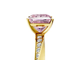 Yellow gold Fancy Pink Princess Cut Diamond Engagement Ring with Side Stone Accents and Four-Prong Setting_101