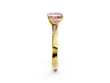 Yellow gold Fancy Pink Princess Cut Diamond Engagement Ring with Side Stone Accents and Four-Prong Setting_14