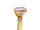 Yellow gold Fancy Pink Princess Cut Diamond Engagement Ring with Side Stone Accents and Four-Prong Setting_17