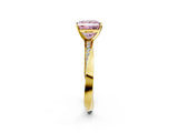 Yellow gold Fancy Pink Princess Cut Diamond Engagement Ring with Side Stone Accents and Four-Prong Setting_26
