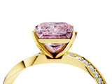 Yellow gold Fancy Pink Princess Cut Diamond Engagement Ring with Side Stone Accents and Four-Prong Setting_28