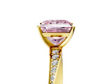 Yellow gold Fancy Pink Princess Cut Diamond Engagement Ring with Side Stone Accents and Four-Prong Setting_29