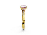 Yellow gold Fancy Pink Princess Cut Diamond Engagement Ring with Side Stone Accents and Four-Prong Setting_98