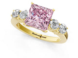 Yellow gold Fancy Pink Princess  Cut Diamond Five-Stone Prong Set White Gold Ring_30