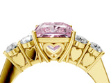 Yellow gold Fancy Pink Princess  Cut Diamond Five-Stone Prong Set White Gold Ring_33