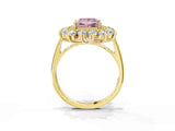 Yellow gold Fancy Pink Princess Cut Diamond Floral Double Halo Engagement Ring with Prong Setting_75