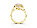 Yellow gold Fancy Pink Princess Cut Diamond Floral Halo Split Shank Prong Setting Ring_3