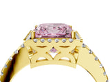 Yellow gold Fancy Pink Princess Cut Diamond Halo Engagement Ring with Pavé Band and Prong Setting_31