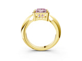 Yellow gold Fancy Pink Princess  Cut Diamond Halo Engagement Ring with Split Shank and Four-Prong Setting_32