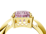 Yellow gold Fancy Pink Princess  Cut Diamond Halo Engagement Ring with Split Shank and Four-Prong Setting_33