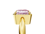 Yellow gold Fancy Pink Princess  Cut Diamond Halo Engagement Ring with Split Shank and Four-Prong Setting_34